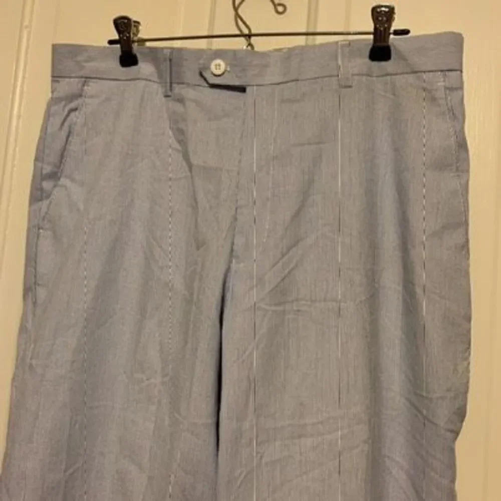Alan Flusser Size 34x32 Blue & White Striped Pants *New*